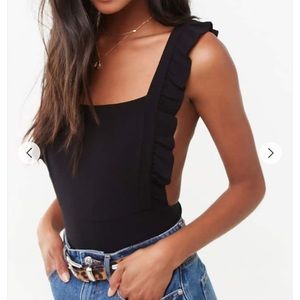 Forever 21 Ribbed Ruffle-Trim Bodysuit